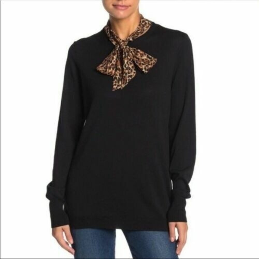 14th & Union Sweater Top Size S Tie Back Leopard Print Lightweight NWT B68